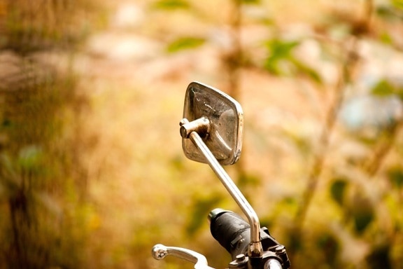motocykl, motorka, zrcadlo, chrom, kov, ocel