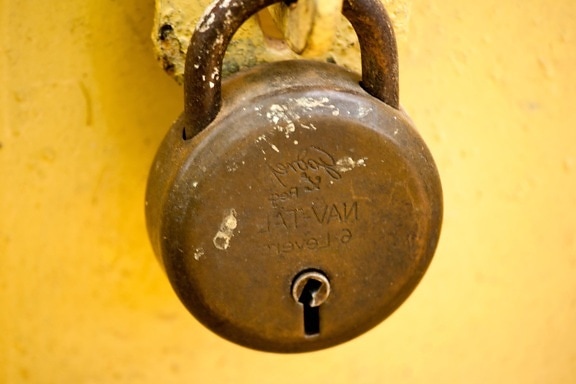 lock, padlock, fastener, old, metal, rust, wall