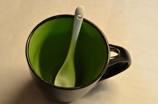 mug, spoon, table, ceramics