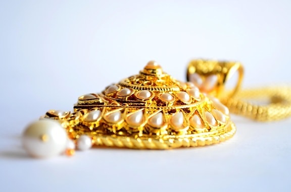 gold, necklace, pendant, gem