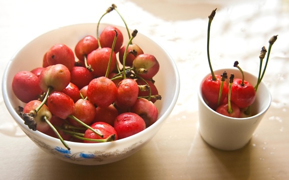 cherry, bowl, fruit, berry, sweet, food, diet, ripe fruit, dessert