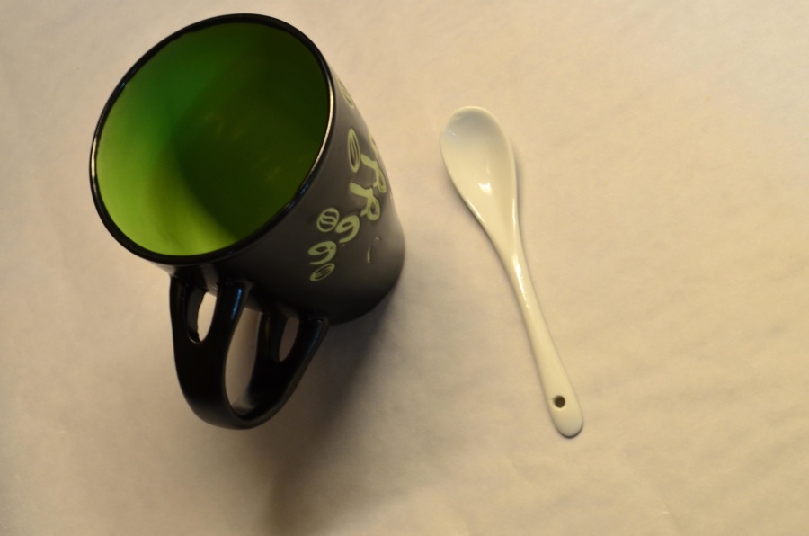 Tasse, Keramik, Objekt, Becher, Löffel, Kunststoff