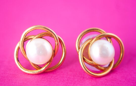 pearl, jewelry, gold, metal, earrings