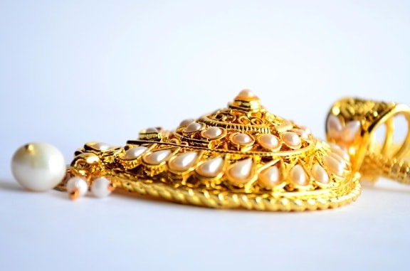 Oro, ornamento, perla, lujo, joyería