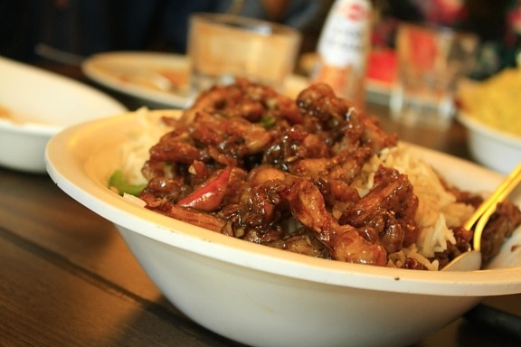 Chinesisch, Reis, Schüssel, Essen, Abendessen, Essen, Fleisch, Restaurant, Gemüse