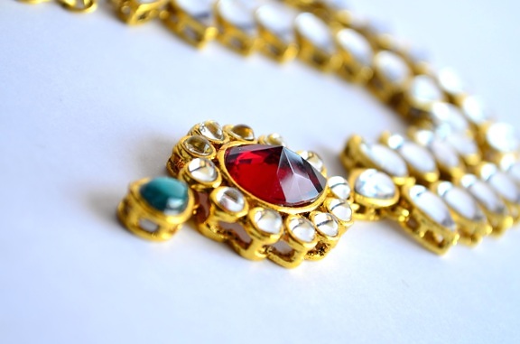 Collier, bijoux, or, diamant