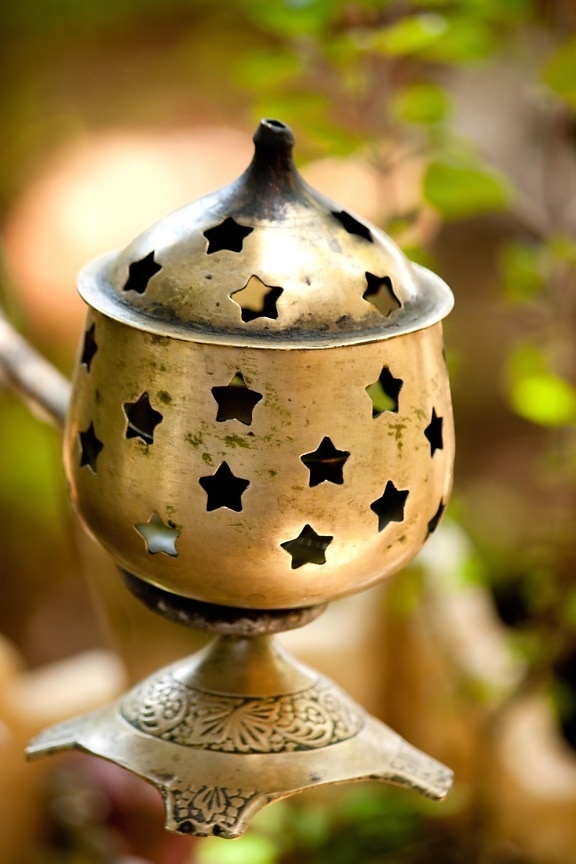 lanterne, stearinlys, pot, metal, object