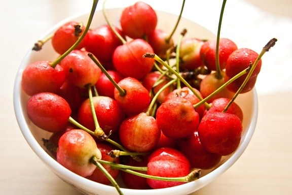 bowl, cherry, fruit, sweet, food, meal