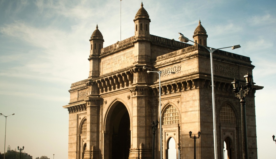 India, architectuur, buitenkant, gebouw, koepel, stad, tempel