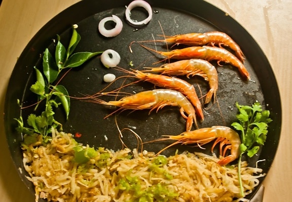 comida, decoração, dieta, frutos do mar