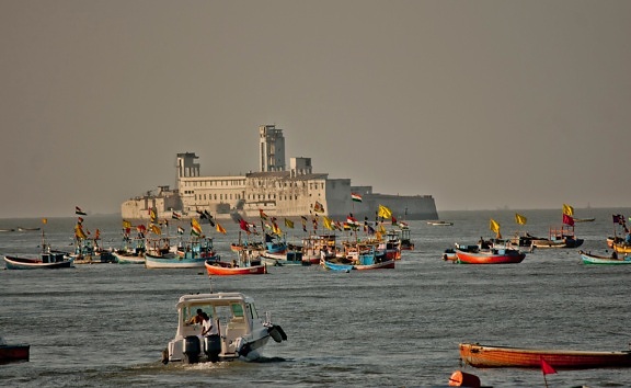 prison, sea, city, ship, water, travel, boat, people, crowd