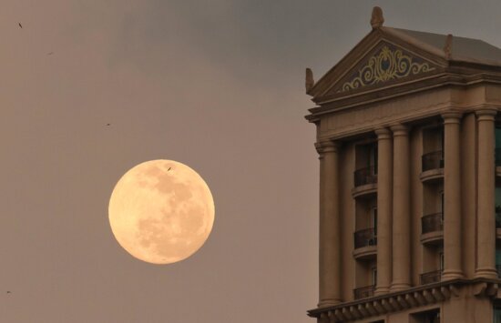 Luna, claro de luna, arquitectura, edificio, cielo, anochecer, día