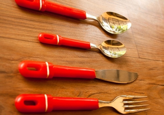 alat, kućanski predmeti, ručni alat, žlicu, nož, vilica
