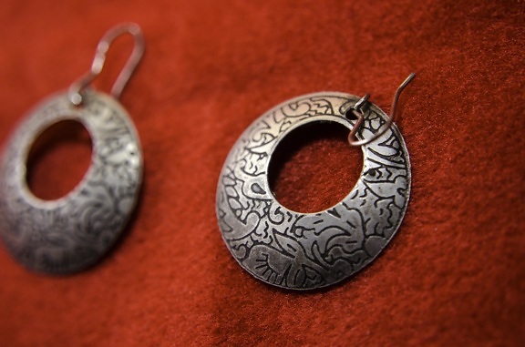 Boucles d'oreilles, bijoux, objet, métal, antiquités, décoration