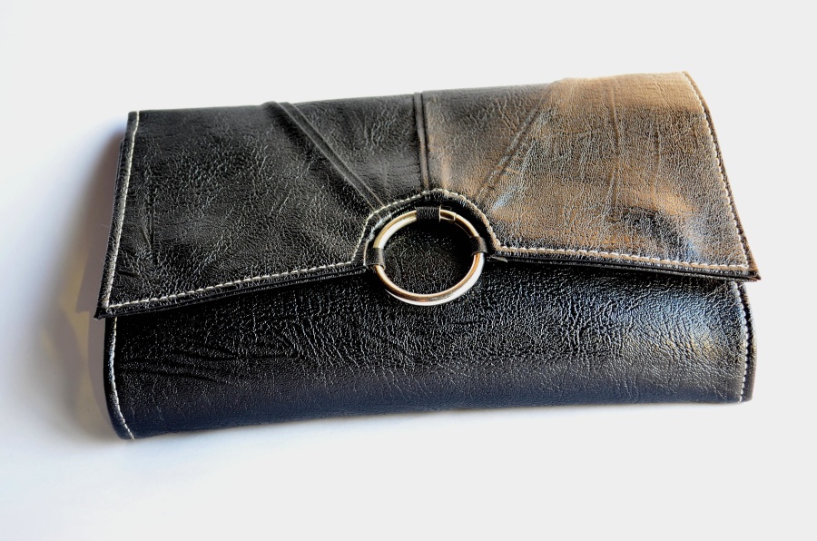 sort tegnebog, læder, objekt, mode