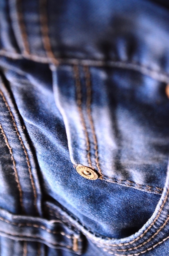 Jeans, byxor, blå, tyg, makro, textil
