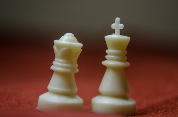 Blanco, rey, reina, objeto, plástico, ajedrez