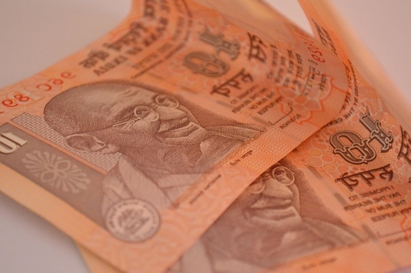 India, pénz, papír, valuta