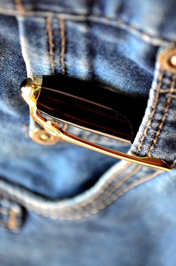 Matita, jeans, tasca, oggetto, stoffa, tessile