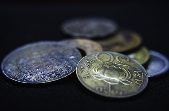金属のコイン、金、金属、古い、アンティーク、通貨