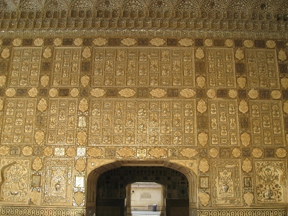 Golden gate, palace, Índia, arquitetura, pedra, parede, estrutura