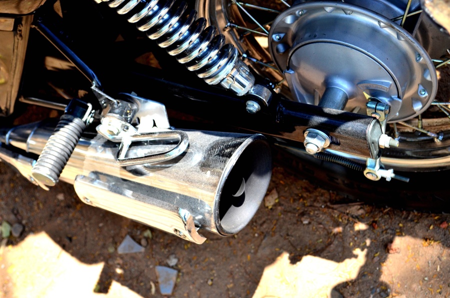 motorcykel udstødning, stål, objekt, chrome
