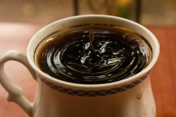 sort te, cup, drikke, varm drik