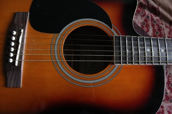 akustisk gitarr, musik instrumenterar, object