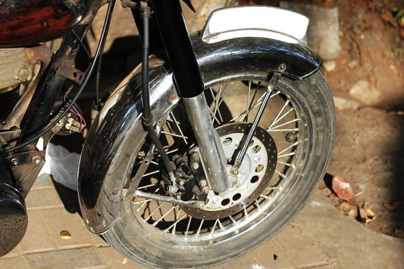 motorsykkel, hjul, bremser, motor