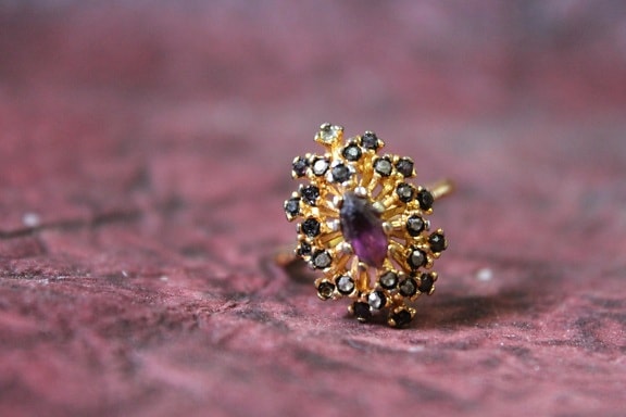 Bijoux, anneaux, or, violet, diamant, luxe