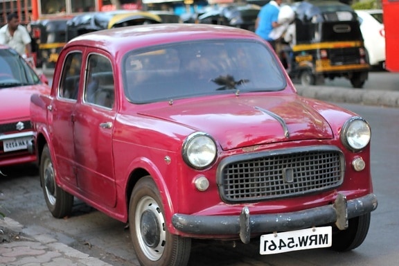 oldtimer, auto, straat, India, voertuig