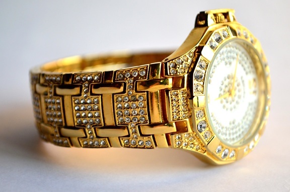 armbandsur, smycken, guld, lyx klocka