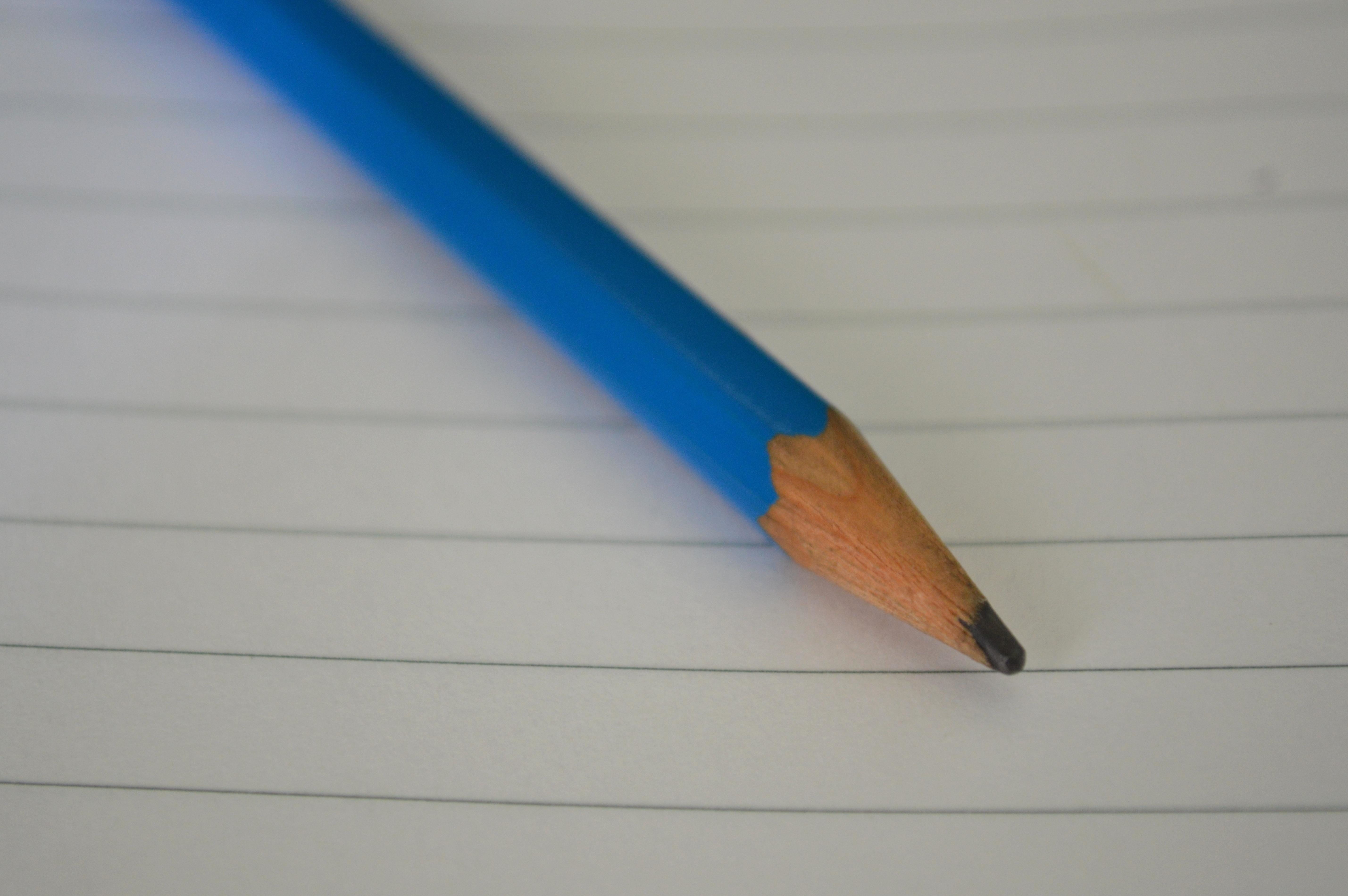 billede: papir, blyant, skole, blå, uddannelse, object