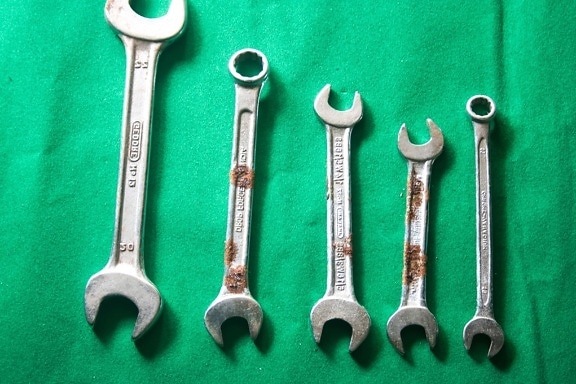 інструмент, ключі, кріплення, металеві, хром, гайковий ключ