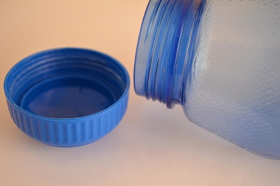 Botella, plástico, objeto, azul, material