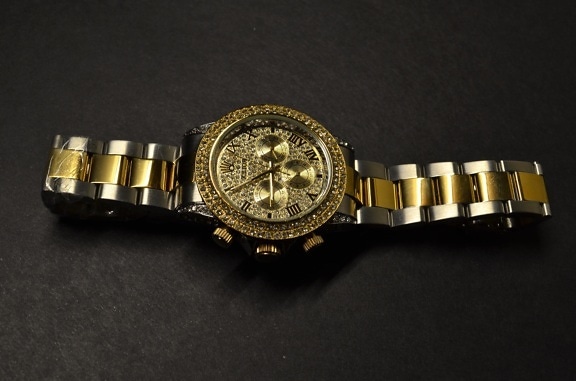 Costoso, reloj de pulsera, oro, lujo, diamante