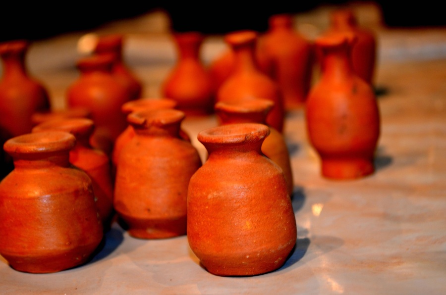 keramika, keramika, ruční práce, červená, země, objekt