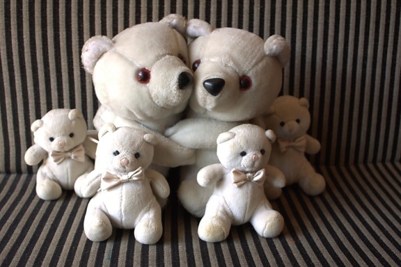 Teddybär, glücklich, Familie, Spielzeug