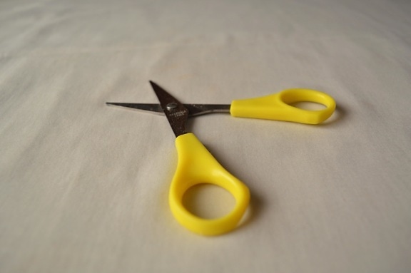 amarelo, tesoura, objeto, ferramenta, metal, plástico