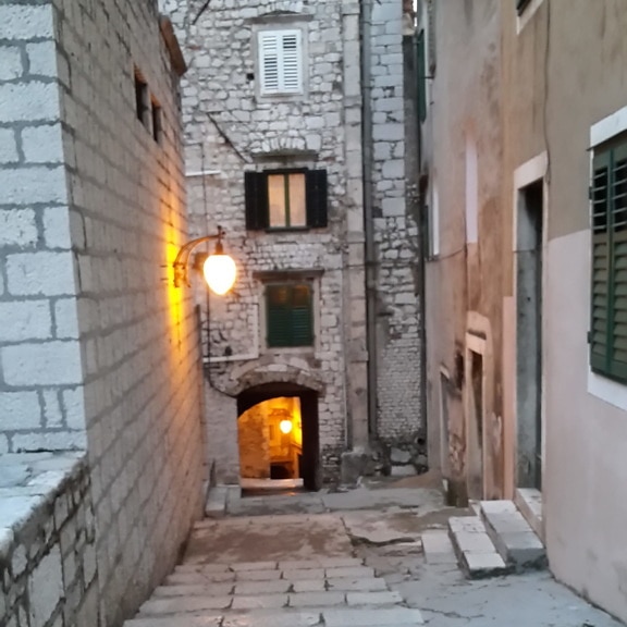 arkitektur, street, stein, lanterne