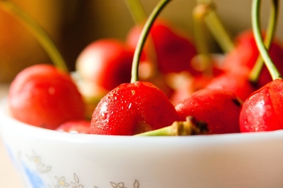 Cherry, miska, owoców, żywność, czerwony, cherry, dieta, deser, witaminy