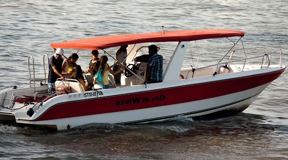 Motorbåd, mennesker, båd, rejse, crowd, turisme, ocean