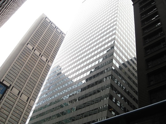hoog gebouw, exterieur, moderne, downtown, straat