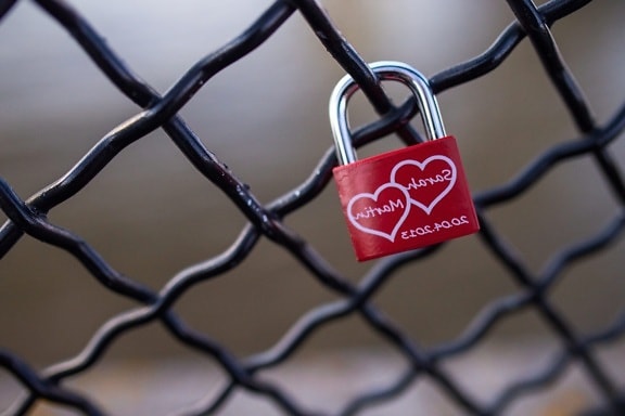 kärlek, bridge, staket, hänglås, romantik, stål, objekt