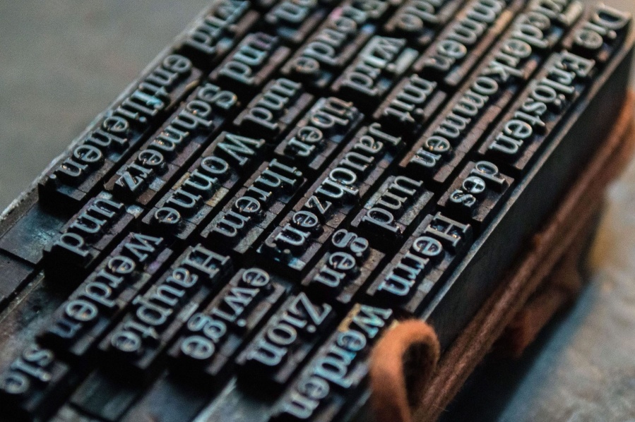 Texte, lettre, typographie, presse impression, machine