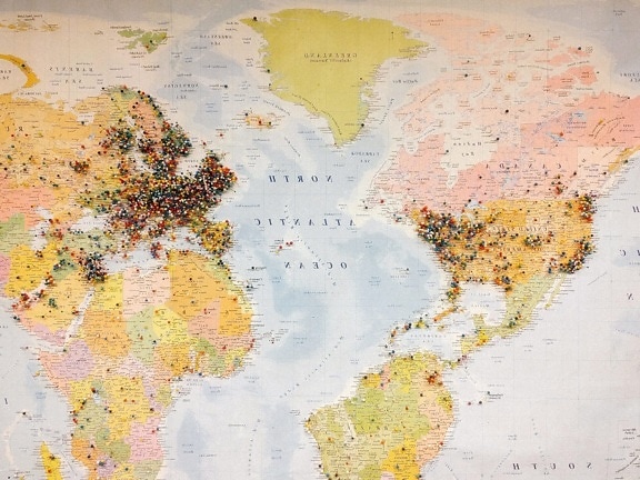Географічна мапа світу топографія, континенту, картографія