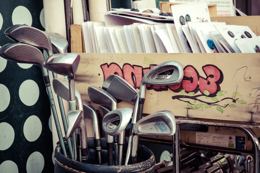 Golf, objektu, nástroje, ocelové