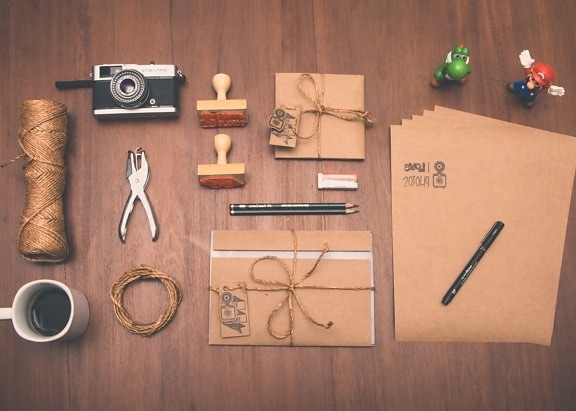 řemesla, materiál, šálek kávy, papír, nástroj ručička, hračka, fotoaparát