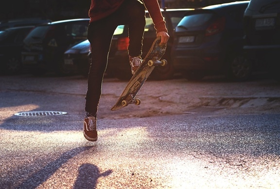 екстремен спорт, скейтборд, радост, забавно, улица