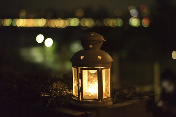 lanterna, luz, noite, escuro, decoração, objeto, antigo